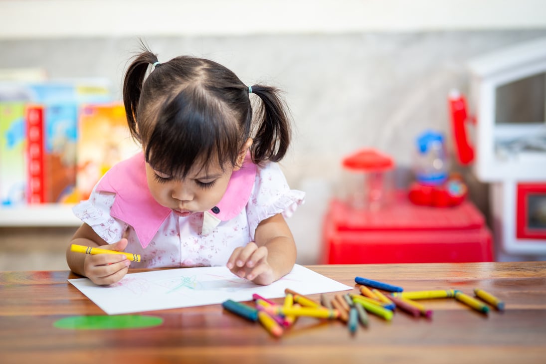 Preschooler Child Girl Drawing and Coloring